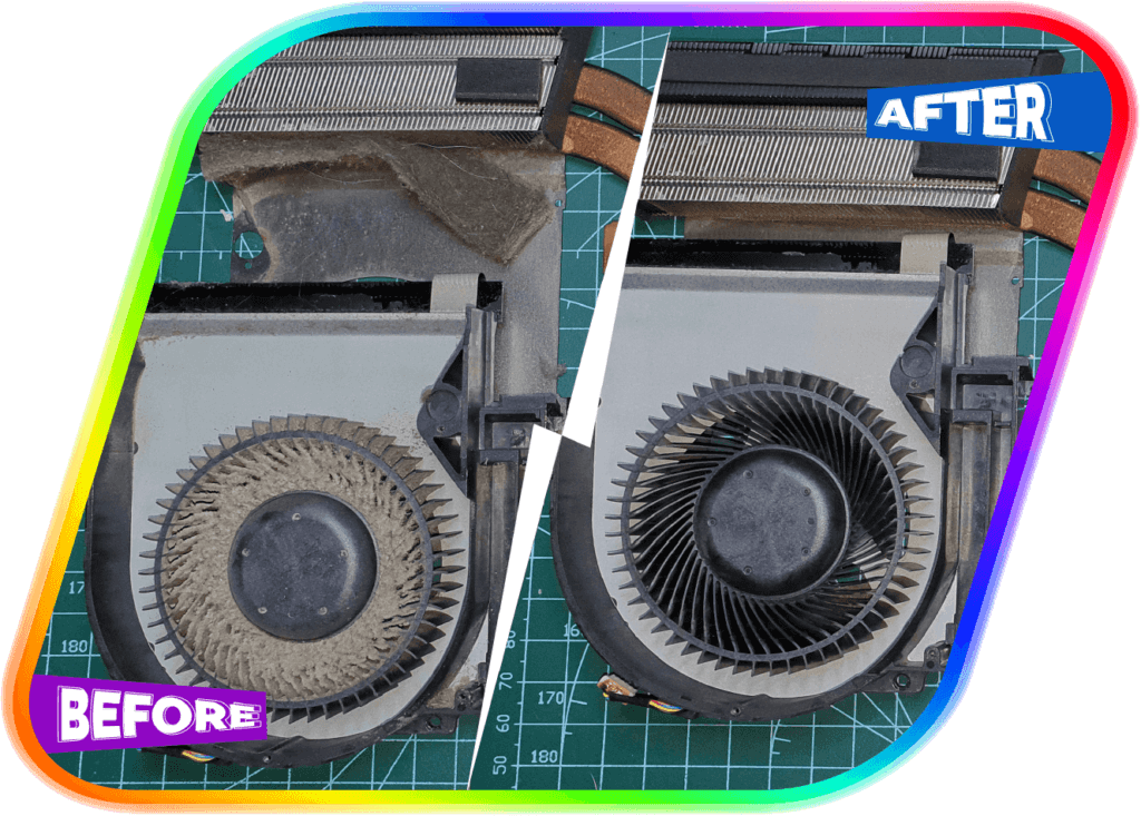 Laptop before after cleaning